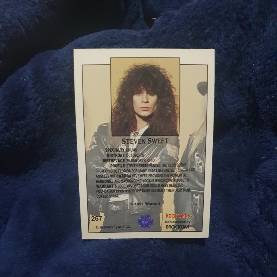 ❄️STEVEN SWEET Warrant 1991 Rockcards Brockum Glam Rock Music Trading CARD #267 - Image 2 of 2