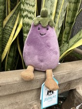 NWT Jellycat Amuseables Eggplant Bag charm Jelly Cat clip on