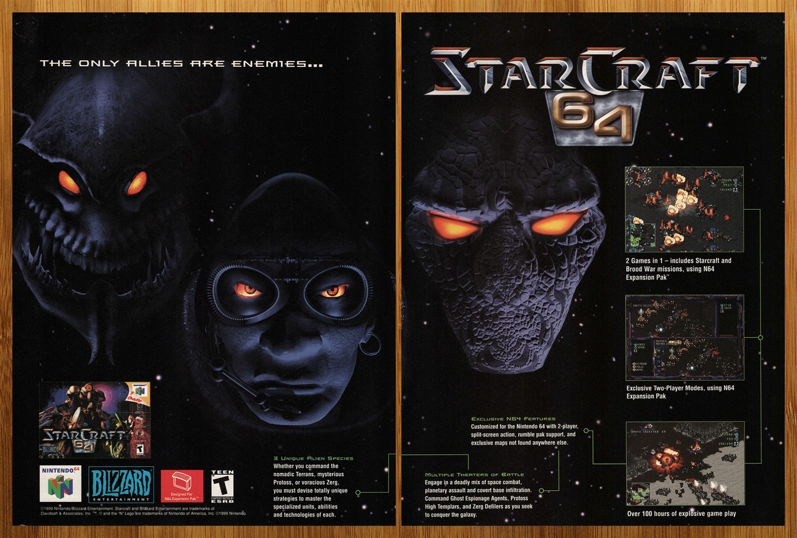 1999 StarCraft 64 Nintendo N64 Vintage Print Ad/Poster Official Game Promo Art