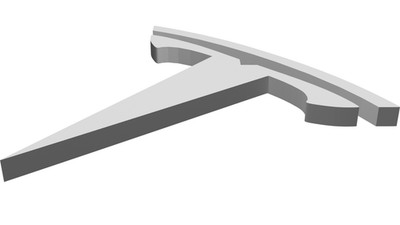 Tesla Logo Emblem Wand 3D gedruckt zweiteilig Schild Brand Display