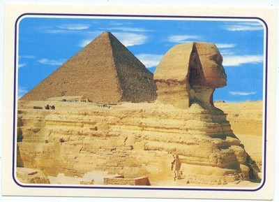 Egypt Giza The Great Sphinx and Keops Pyramids Continental Postcard 