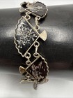 VTG STERLING ORIENTAL MOTIF DIAMOND CUT FAN LINK BRACELET. 17.8 GRAMS. ARTIST SK — photo 6
