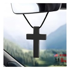 Cross Hanging Ornaments for Car Rear View Mirror, Premium Alloy Black