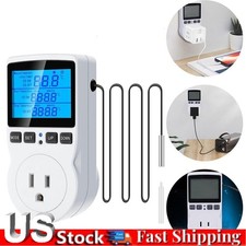 Digital Thermostat Outlet Plug Temperature Controller Heating Cooling w/Probe US