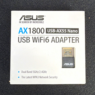 ASUS USB-AX55 Nano AX1800 WiFi 6 Dual-Band WPA3 USB 2.0 Adapter