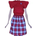 Barbie Skipper 1985 So Active Fashion Outfit Red Shirt Plaid Skirt Vtg #2234