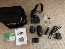 NIKON D40X DIGITAL SLR CAMERA KIT W/ 2 LENSES, CASE, 2 SIM CARDS, MANUALS, ETC 