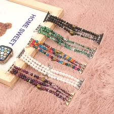 Handmade Agate Beaded Strap with Charms For Apple Watch Series 10/9/8/7/6/SE/5/4