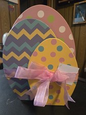 Three Stacked Easter Eggs - Wooden Easter Decoration