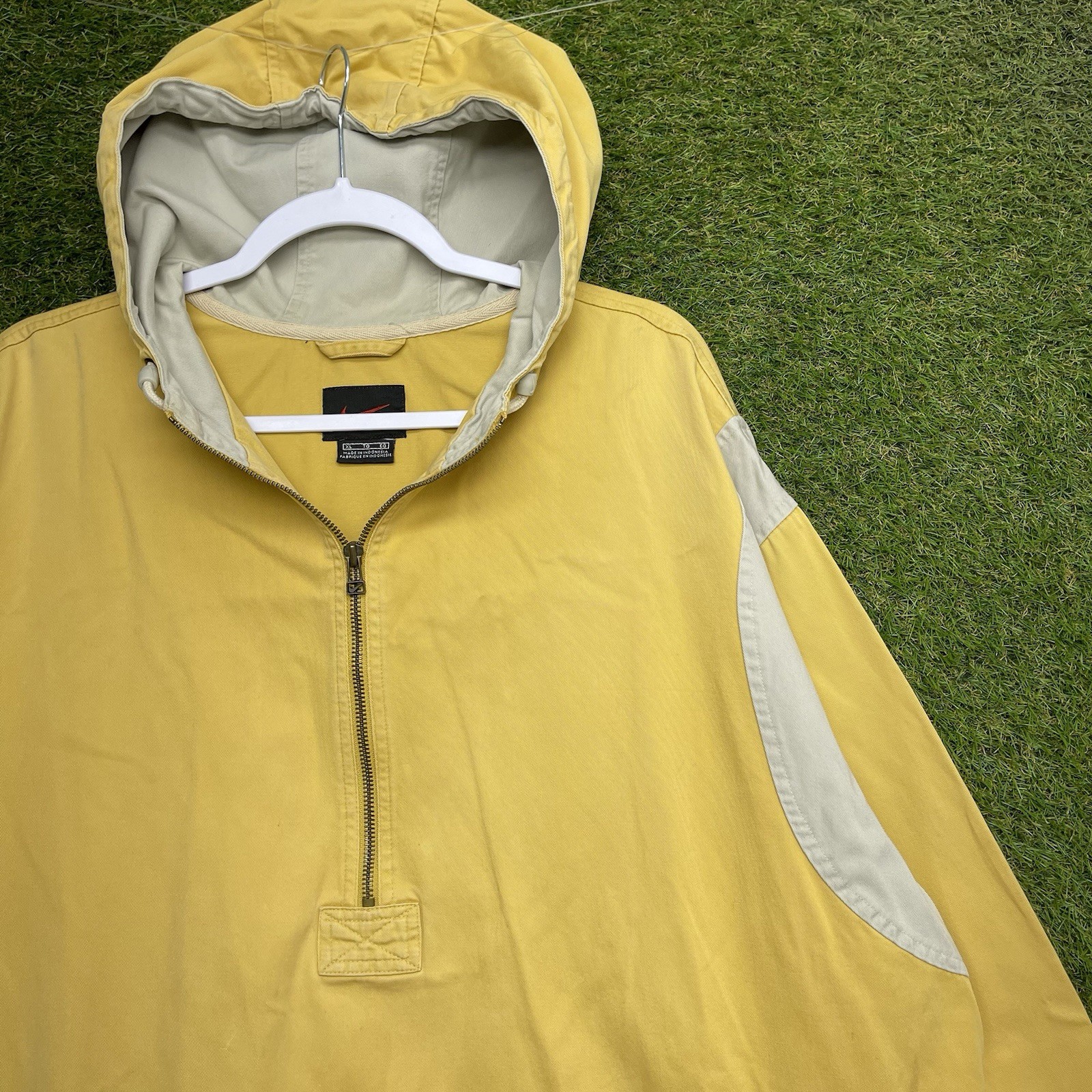 SACAI X NIKE Giacca Nike Anorak vintage uomo XL giallo kaki con cappuccio quarto zip pullover y2k