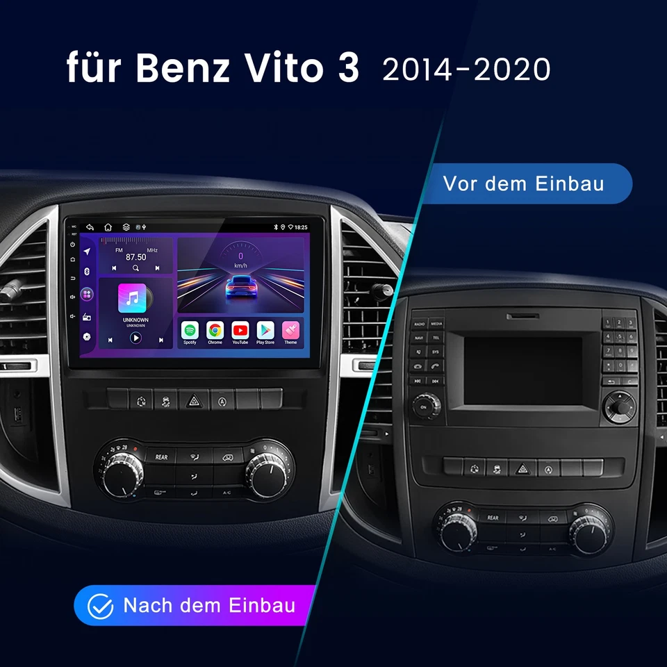 Android 14 Autoradio für Mercedes Benz Vito W447 2014-2020 GPS Navi WiFi SWC DAB - Bild 2 von 4