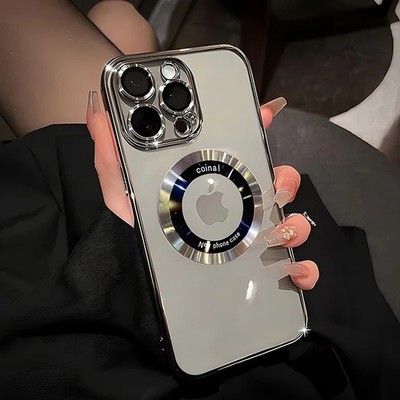 Luxury Plating For Magfsafe Case for Apple iPhone 16 15 14 13 12 11 Pro Max Plus