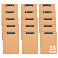 Mini Clipboards 15 Pack 6x9 Inches A5 Small Wood Hardboard Memo Size