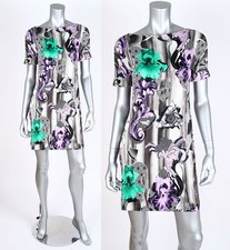 VERSACE COLLECTION DRESS PRINTED SHORT SLEEVE SHIFT $955 sz IT 38 US 2