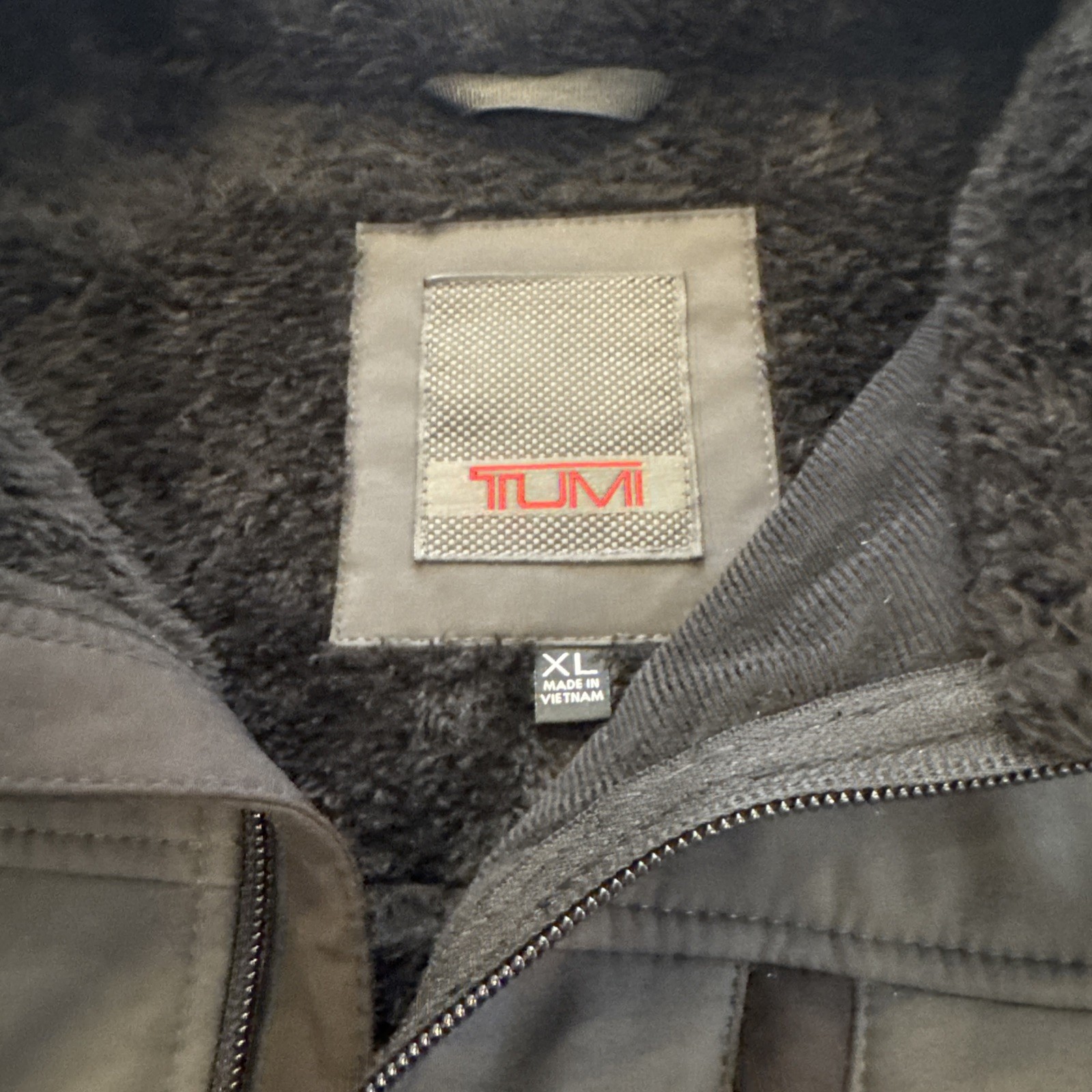 Tumi Fleece Lined Full Zip Black Jacket Men XL Winter Coat Grey image 2