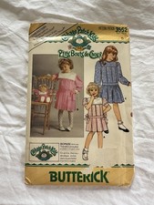 1985 Wzór Butterick # 3552 Naszywka na kapustę Dzieci Drop Talia Sukienka Rozmiar 5 Niecięta