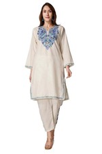 Kashmiri Aari Embroidered Cotton Kurti Pant Set