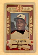1982 PERMA GRAPHIC==GOLD==SUPER-STAR #-206 TIM RAINES==MONTREAL EXPOS