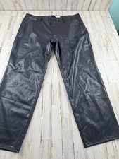 Old Navy Pants Womens Size 20 Black Faux Leather OG Loose High Rise Fast Ship