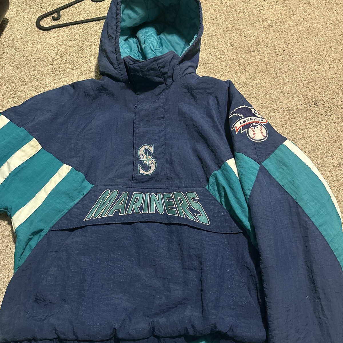 Vintage Seattle Mariners Starter 1/4 Zip Pullover Puffer Jacket