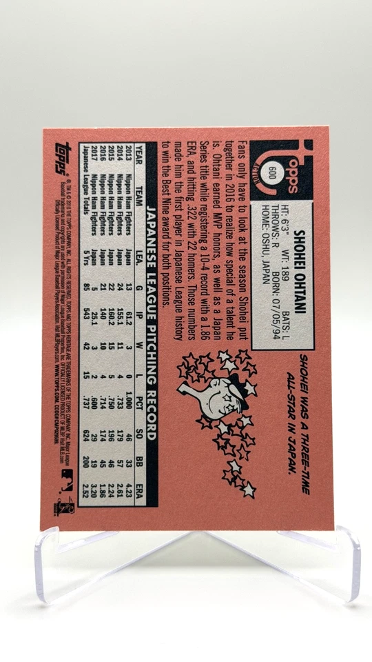 2018 Topps Heritage High Number #600 Shohei Ohtani Action Photo Variation SP RC - Image 2 of 4