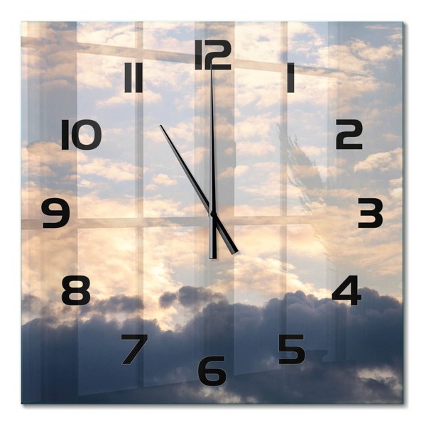 Design-Glas-Wanduhr Glasuhr Aus Glas Wolken Am Himmel Schwarze Zeiger 60X60 Cm-image