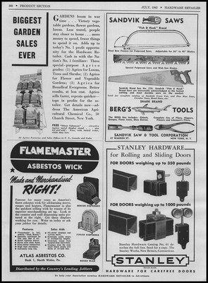1942 Sandvik Saw & Tool New York Fish & Hook Brand & Berg's Shark Brand Print Ad
