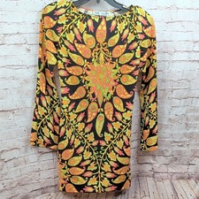NWT Zara Long Bell Sleeve Retro Paisley Printed Multicolor Dress Sz XS open back