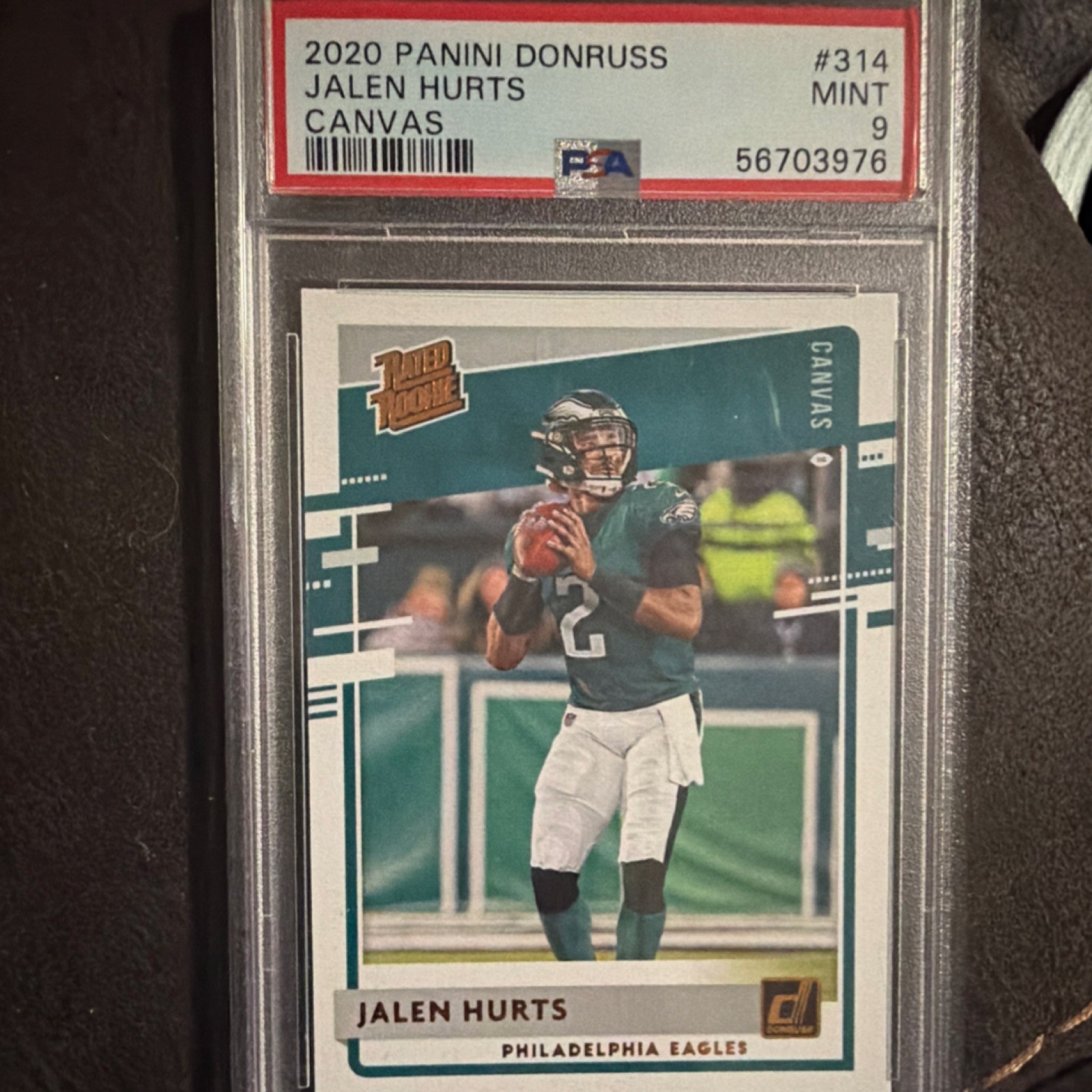 2020 Panini Donruss Canvas Jalen Hurts #314 PSA 9 Philadelphia Eagles