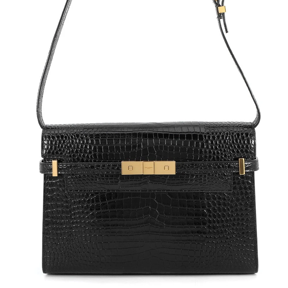 Saint Laurent — SAINT LAURENT PARIS Manhattan Shoulder Bag Croco embossed leather Black 5792...