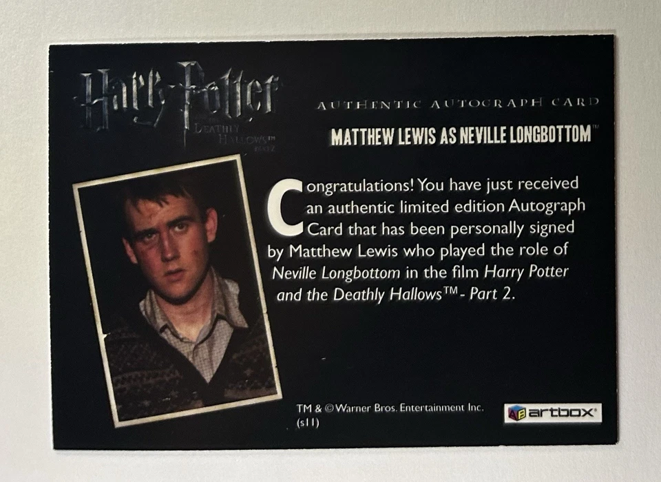 Harry Potter Artbox Hallows Autograph Auto Matthew Lewis Neville Longbottom - Image 2 of 2