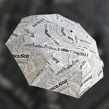 ENAPY Automatic Folding Rain Umbrella with UV Protection - White Newspaper