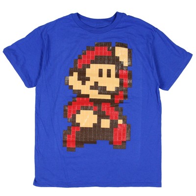 Super Mario Bros. 3 Boy's Mario Character Pixel Grid Graphic T-Shirt (Large)