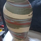 Niloak Swirl Pottery Vase Multicolor Green Beige Brown Red Blue 8in Signed