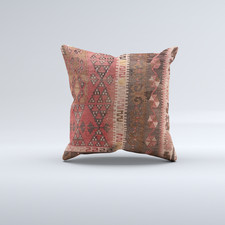 Vintage Turkish Kilim Cushion Cover 60x60 cm Square Wool Large Pillowcase 66555