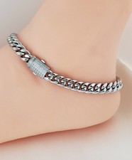 Stainless Steel CZ Cuban Anklet Bracelet