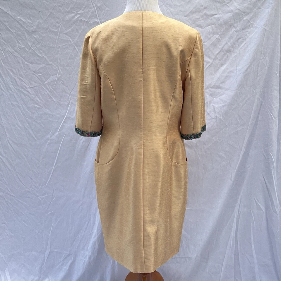 Mikael Aghal бисером платье куртка комплект Sz 8 золото мать невесты MOB официальный - Изображение 2 из 4