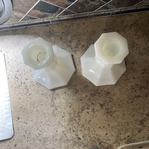 Milk Glass Candle Holders - Picture 2 of 3