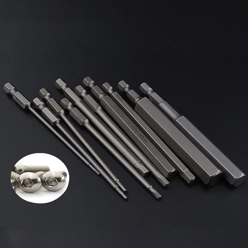 75-100mm LANG Hex Innensechskant 1/4" 6,35mm Sechskant Magnetisch Bit S2 Stahl - Bild 4 von 4