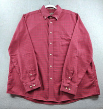 Eddie Bauer Men's Shirt Red Size XL Wrinkle Free Relaxed Fit Button-Down Check