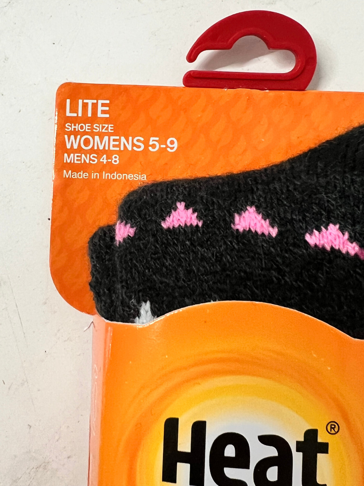 4 PAIR Genuine Heat Holders US Size 5-9 Lite Black W/ Pink Crew Socks