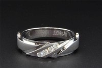 Diamant Ehering 10K WeißGold Rund Schliff Herren Ring 0.16 Karat GebüRstetes