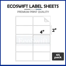 (450) 4 x 2 EcoSwift Laser/Ink Address Shipping Self-Adhesive Labels 10/sheet