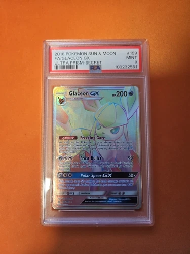 POKEMON ULTRA PRISM GLACEON GX #159 SECRET RARE HOLO FOIL PSA 9 MINT
