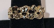SIZE 4-13 NEW 14KT GOLD PLATED STUNNING DESINGNER MENS WOMENS NUGGET- RING R5
