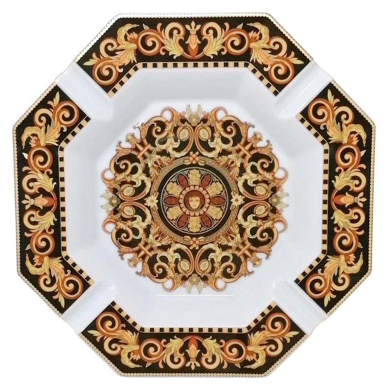 Piatto Ciotola Posacenere Ottagonale Rosenthal Versace Barocco 23 cm Porcellana, fotografia 5 di 8