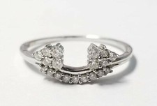 10K White Gold Round Diamond Solitaire Wrap Ring Guard Enhancer Flower U Bridal