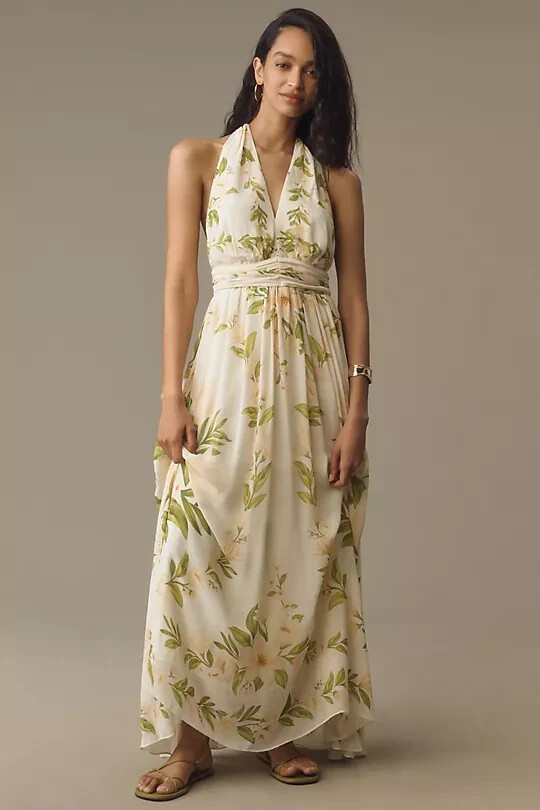 chinese dress ladies Farm Rio Tropical Tapestry Off-White Halter Neck Maxi Dress  Monelle  Vermont