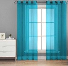 2PC GROMMET SOLID VOILE SHEER PANEL WINDOW CURTAIN TREATMENT DRAPE NEW DECOR