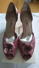 HB Espana Shoes Aries Pink Metal Rose High Heel Peep Toe - Size 7/40 In box